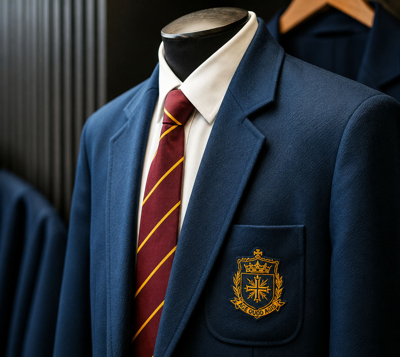 School blazer with embroidered crest
